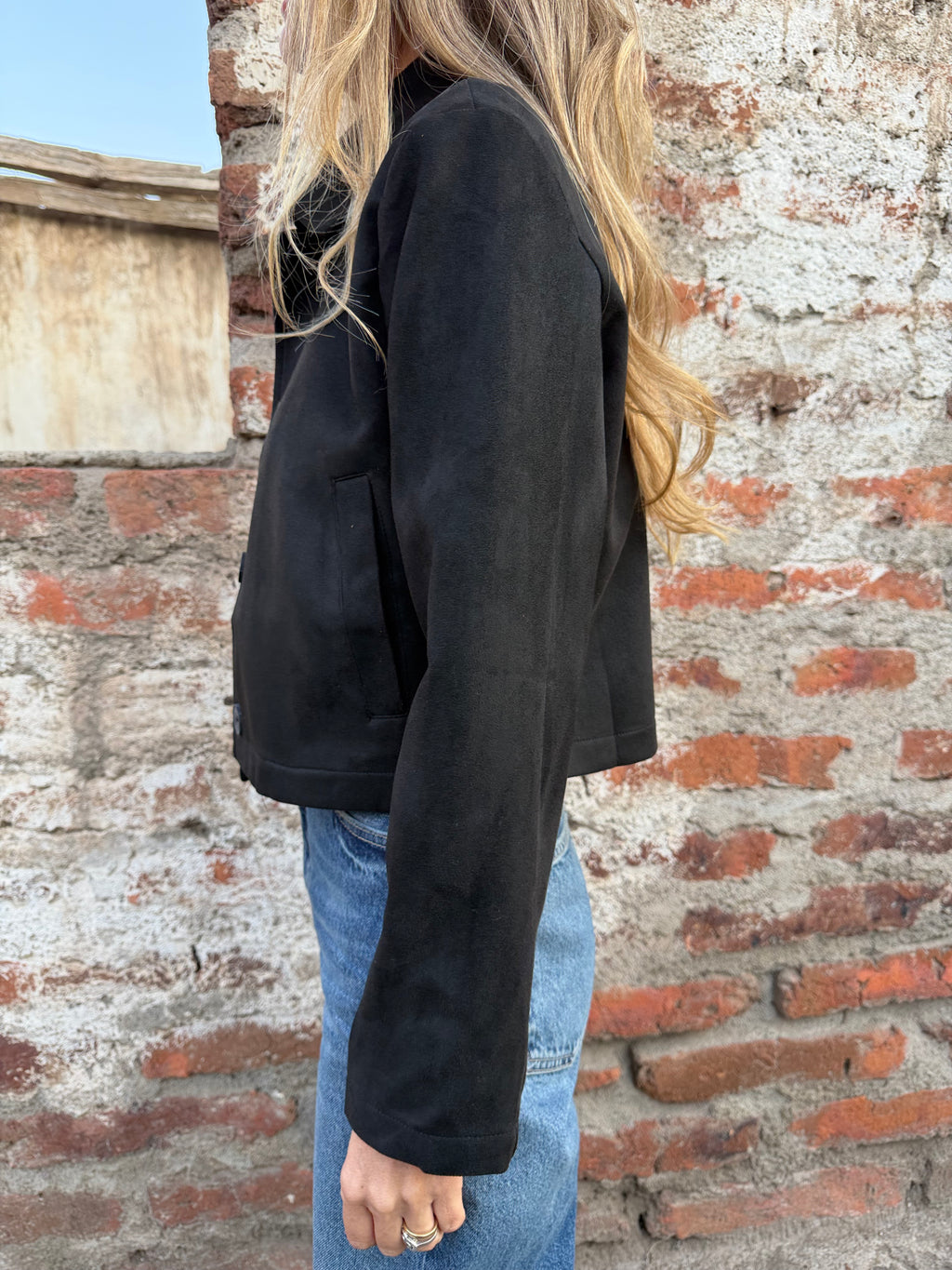 Chaqueta simple suede negra