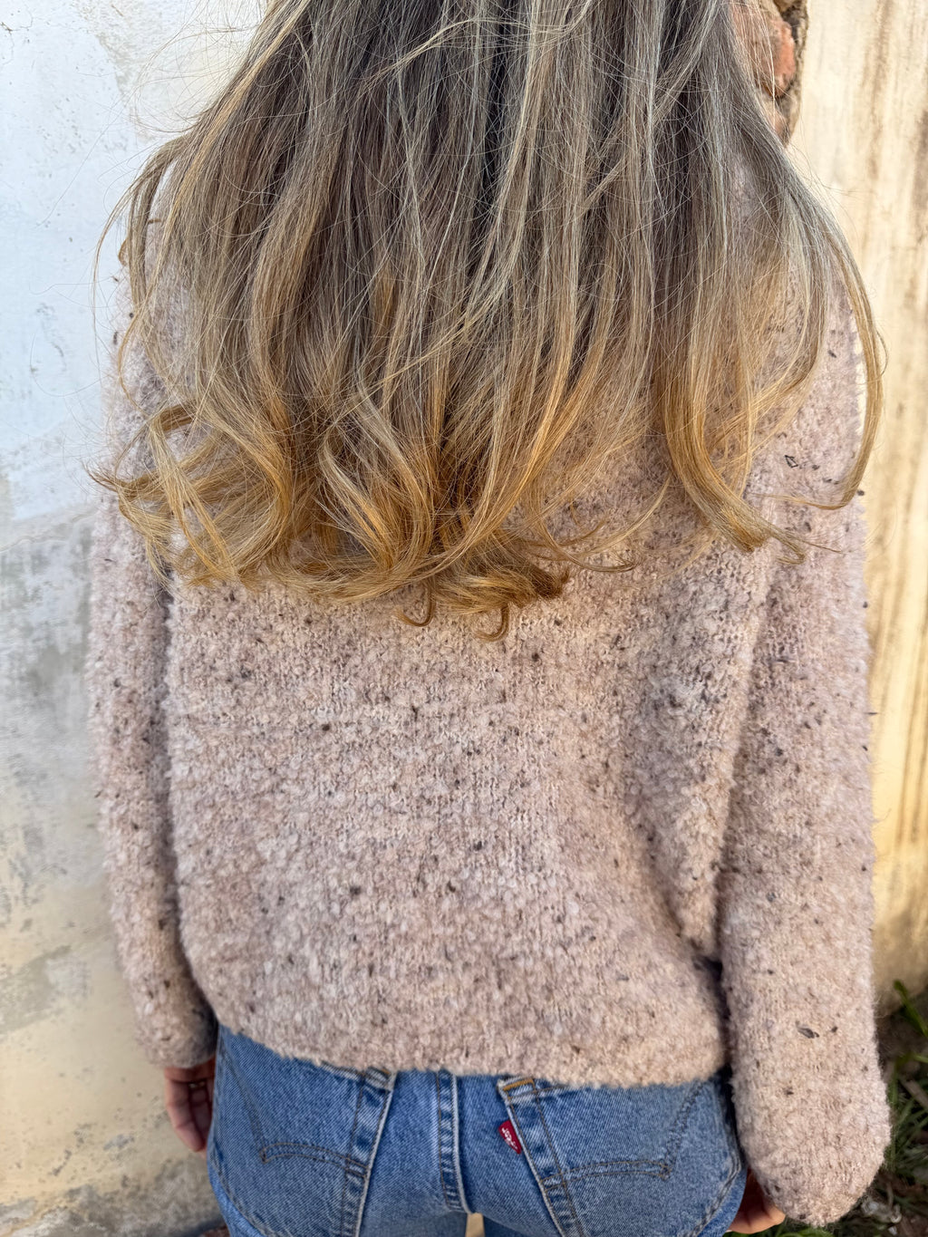 Chaleco lana jaspeada beige oscuro
