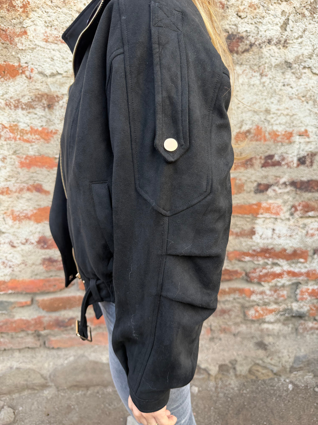 Bomber acolchada gamuza negra