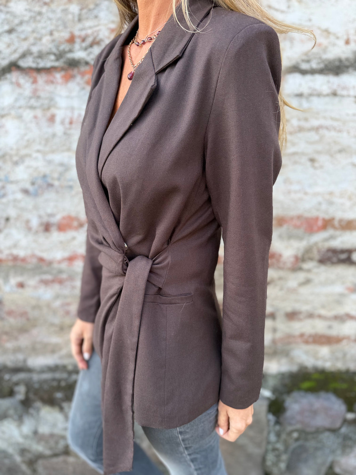 Blazer linoto amarra café