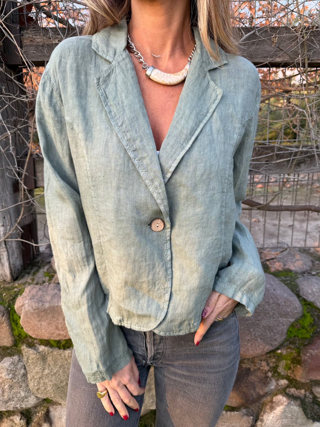 Blazer 100% lino verde