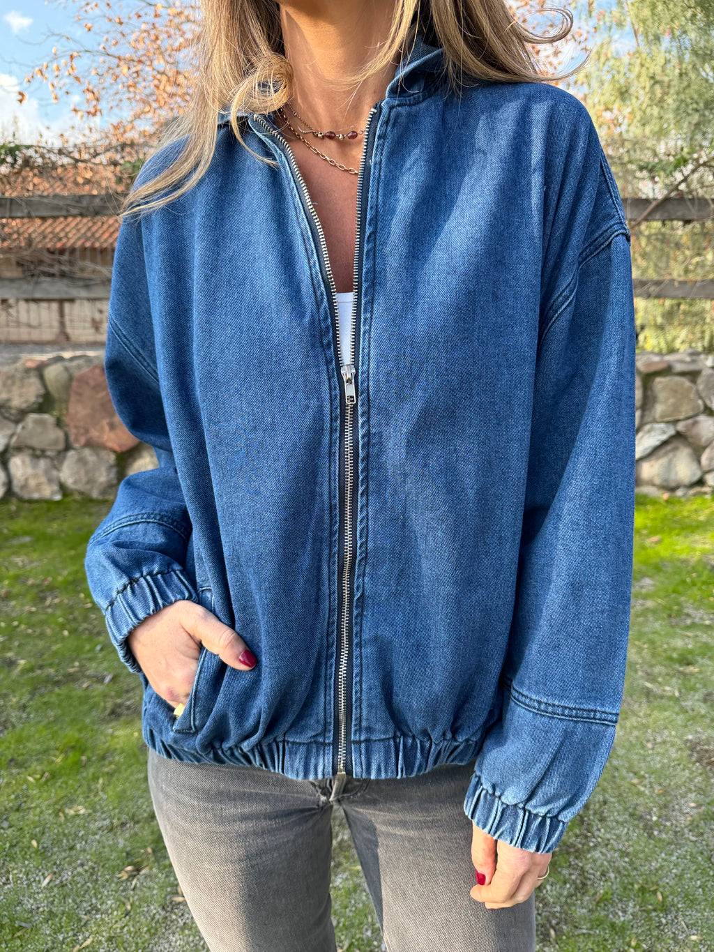 Bomber bluejean azul