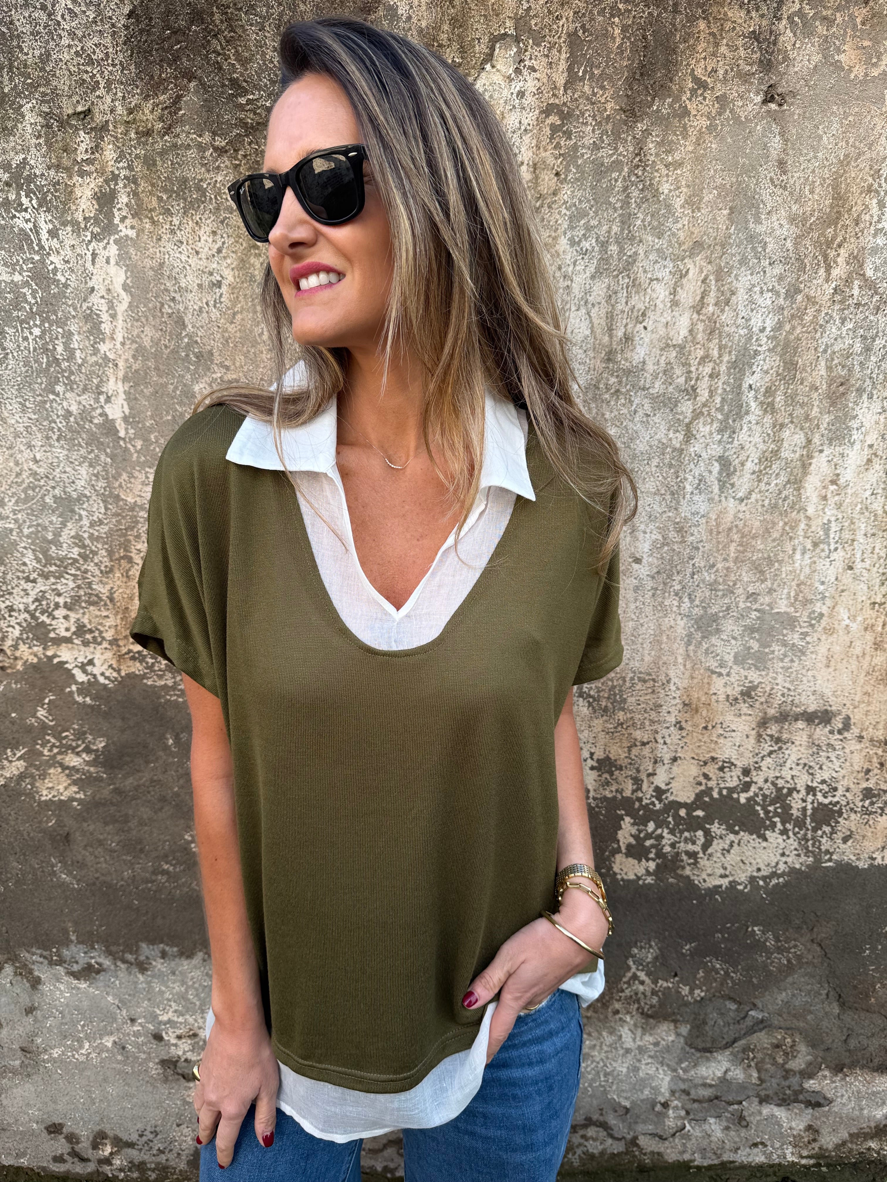 Blusa/ polera verde musgo
