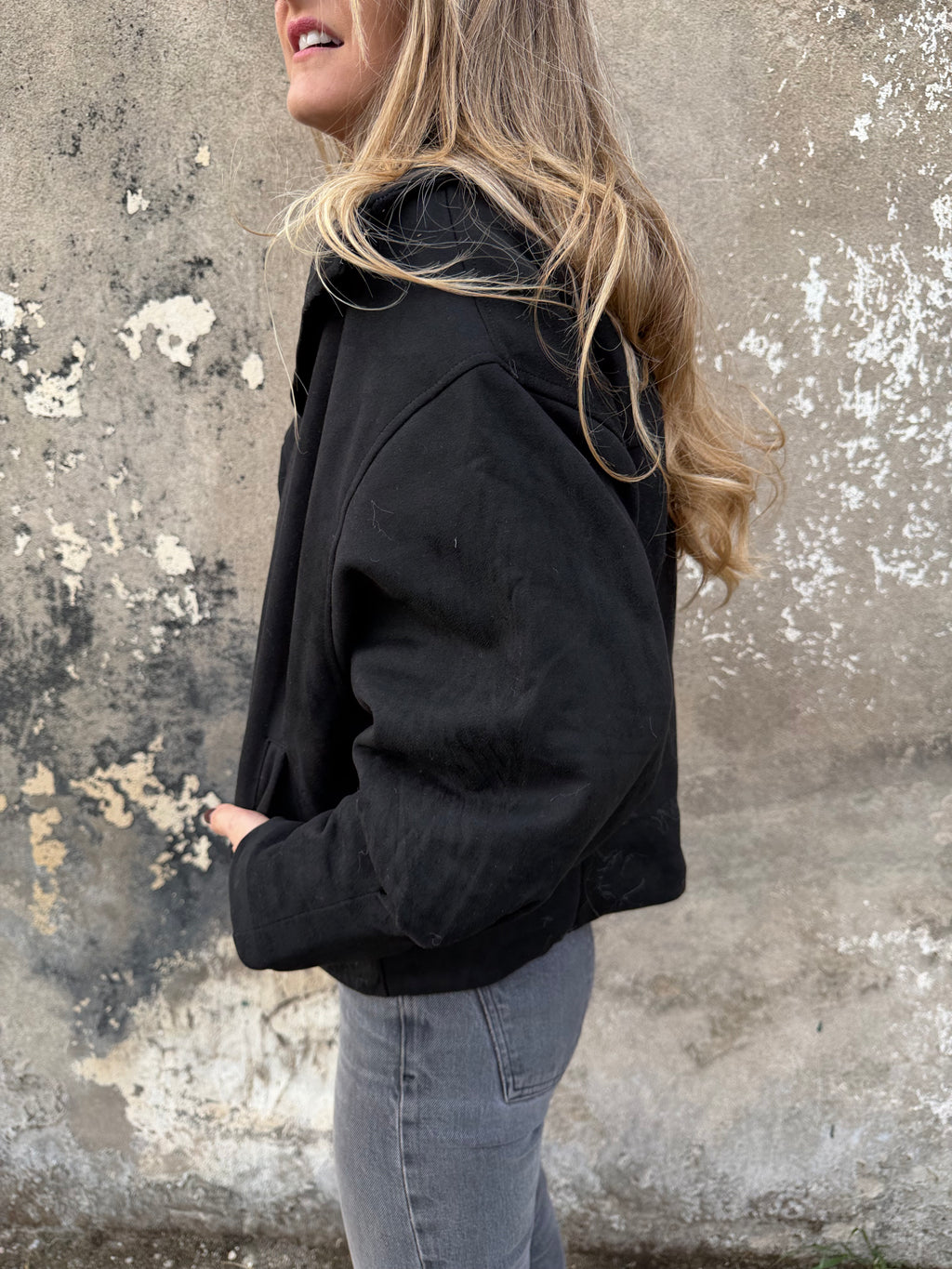 Chaqueta gamuza acolchada negra