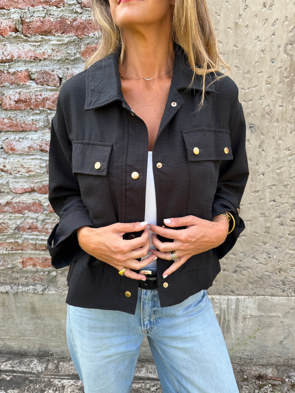 Chaqueta delgada linoto negra