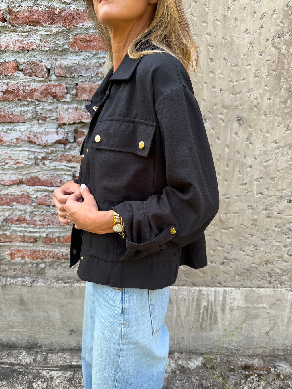 Chaqueta delgada linoto negra