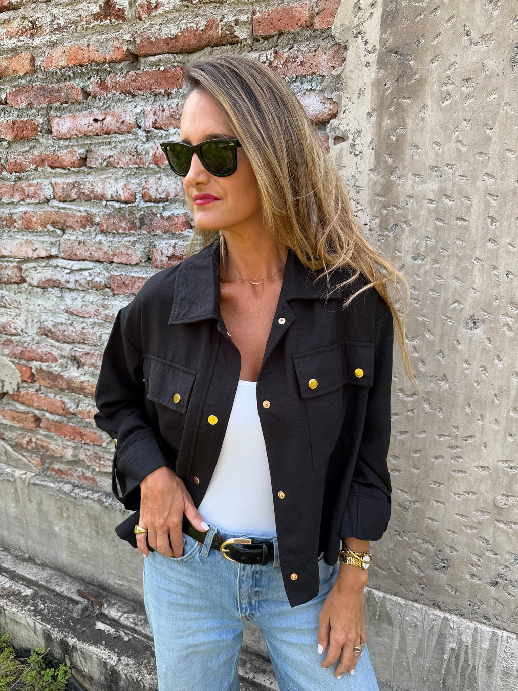 Chaqueta delgada linoto negra
