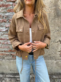 Chaqueta delgada linoto camel