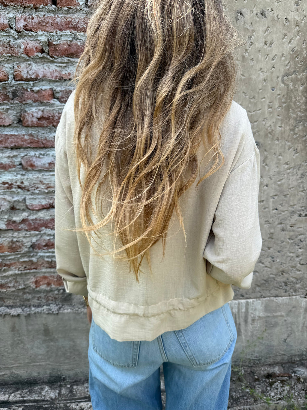 Chaqueta delgada linoto beige