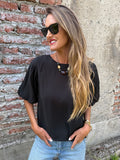 New blusa mangas abullonadas negra