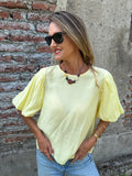 New blusa mangas abullonadas amarilla