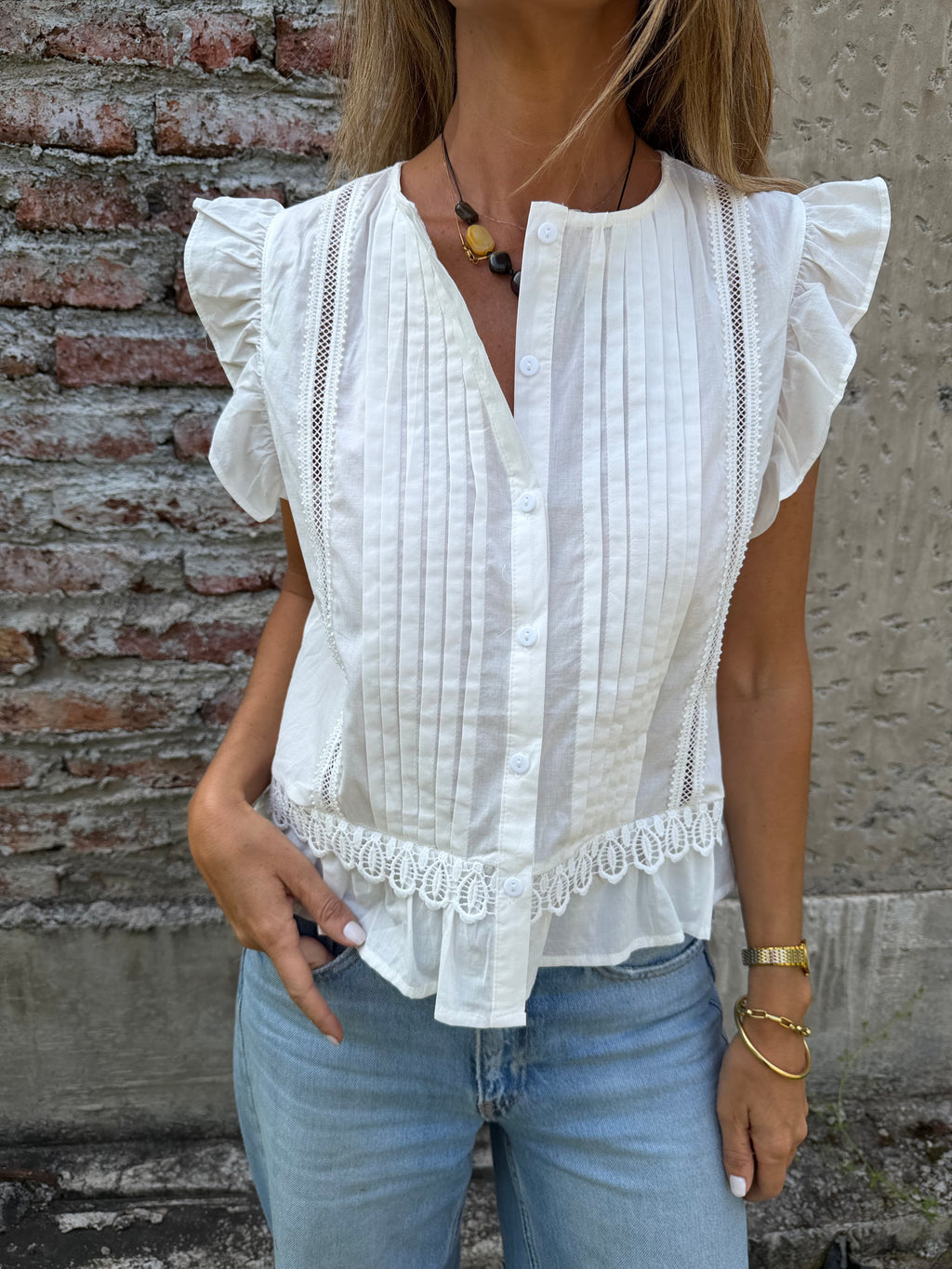 Blusa romántica preciosa blanca