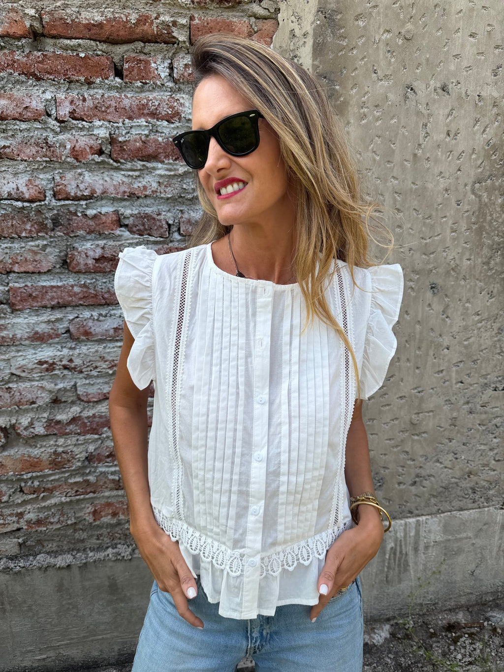 Blusa romántica preciosa blanca