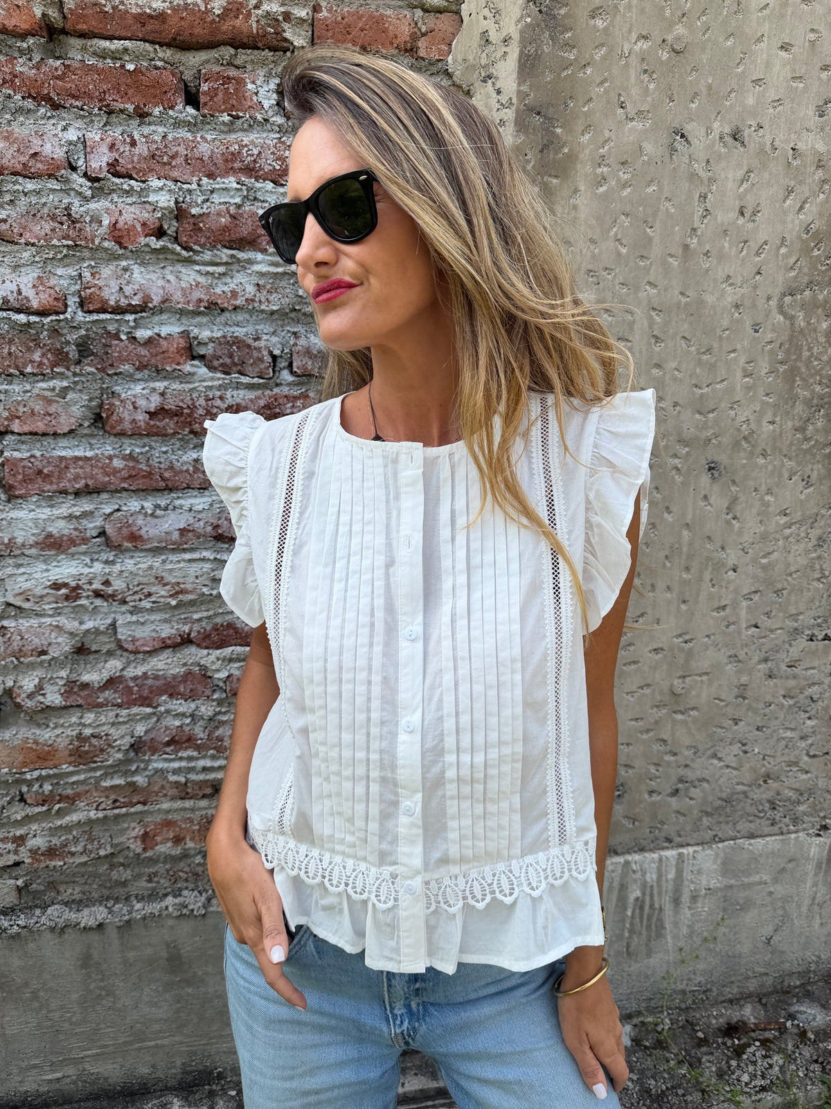 Blusa romántica preciosa blanca