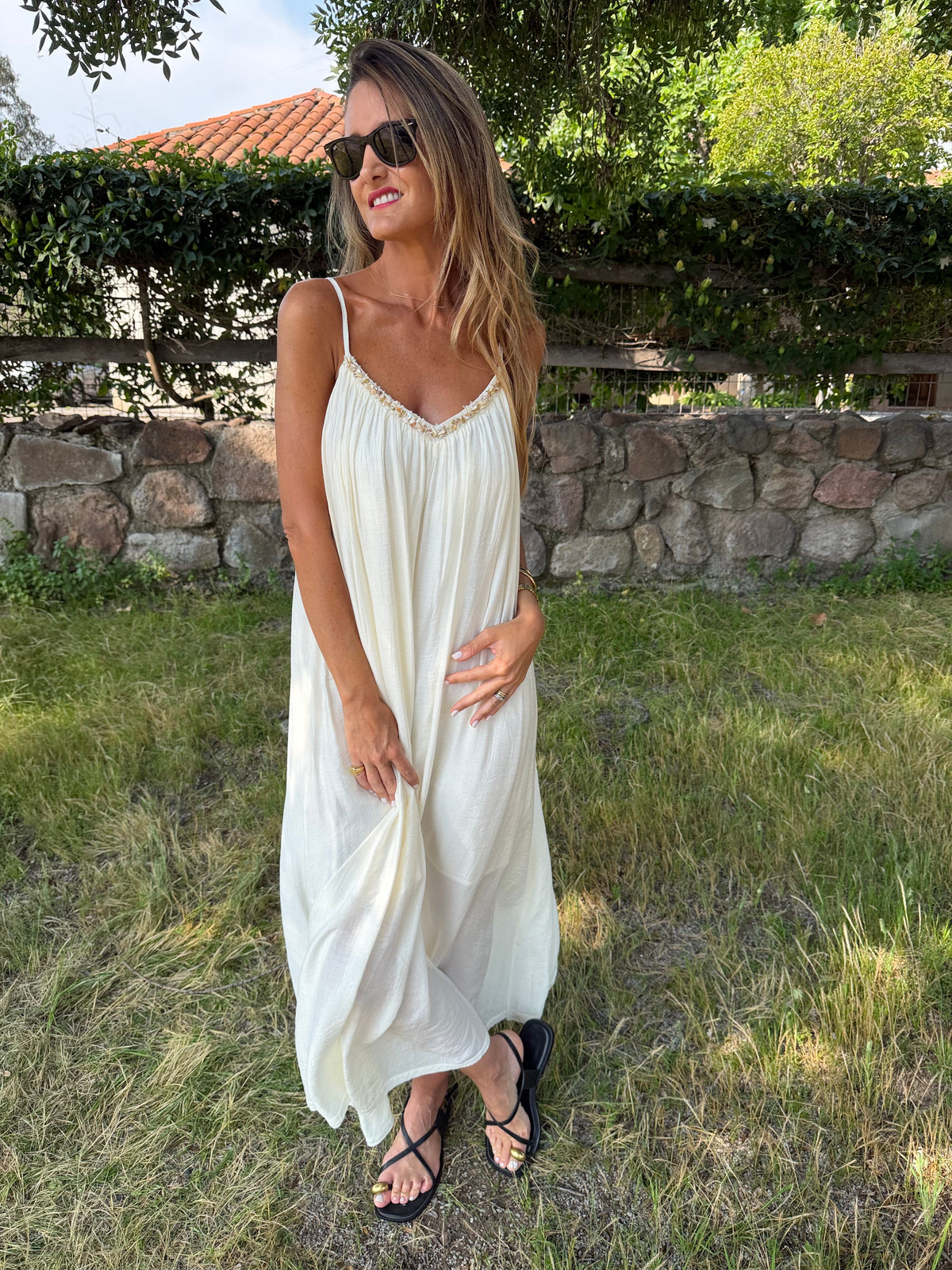 Vestido mostacillas blanco
