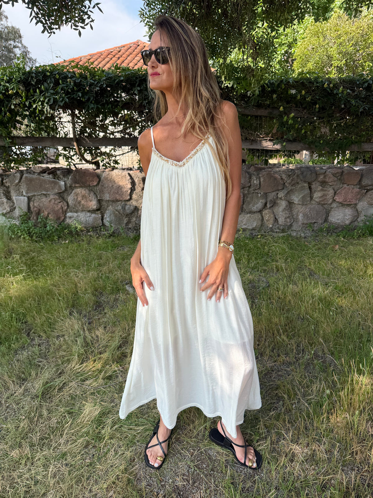 Vestido mostacillas blanco