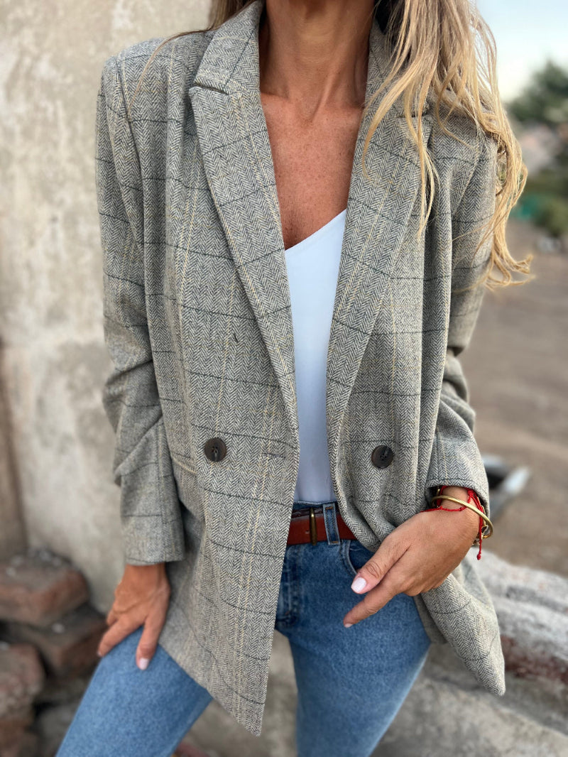 Blazer lana espiga beige