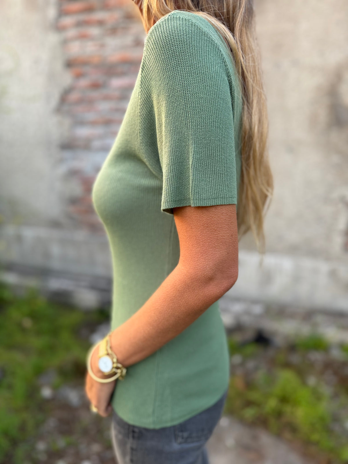 Polera simple hilo verde