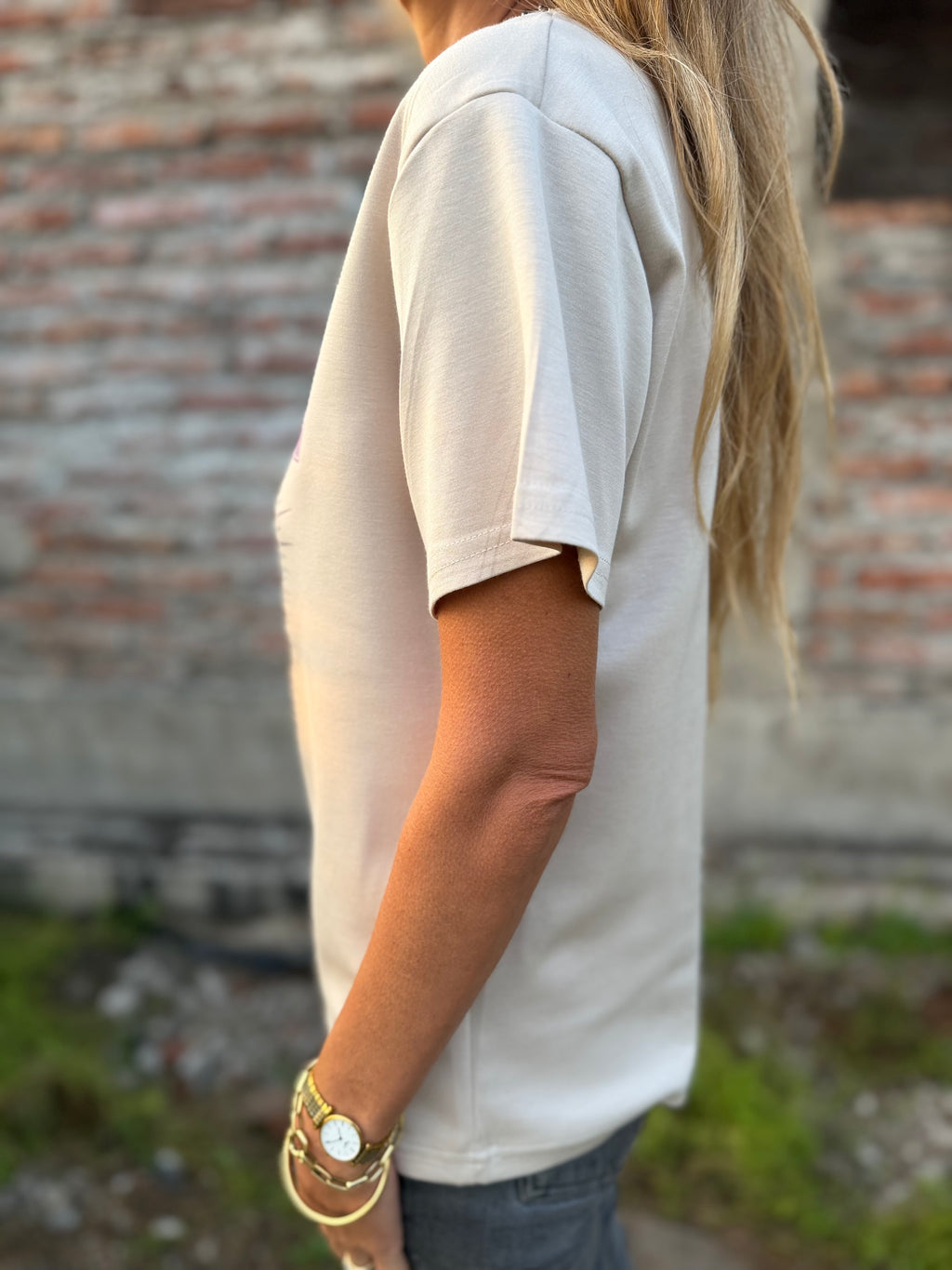 Polera wild love beige