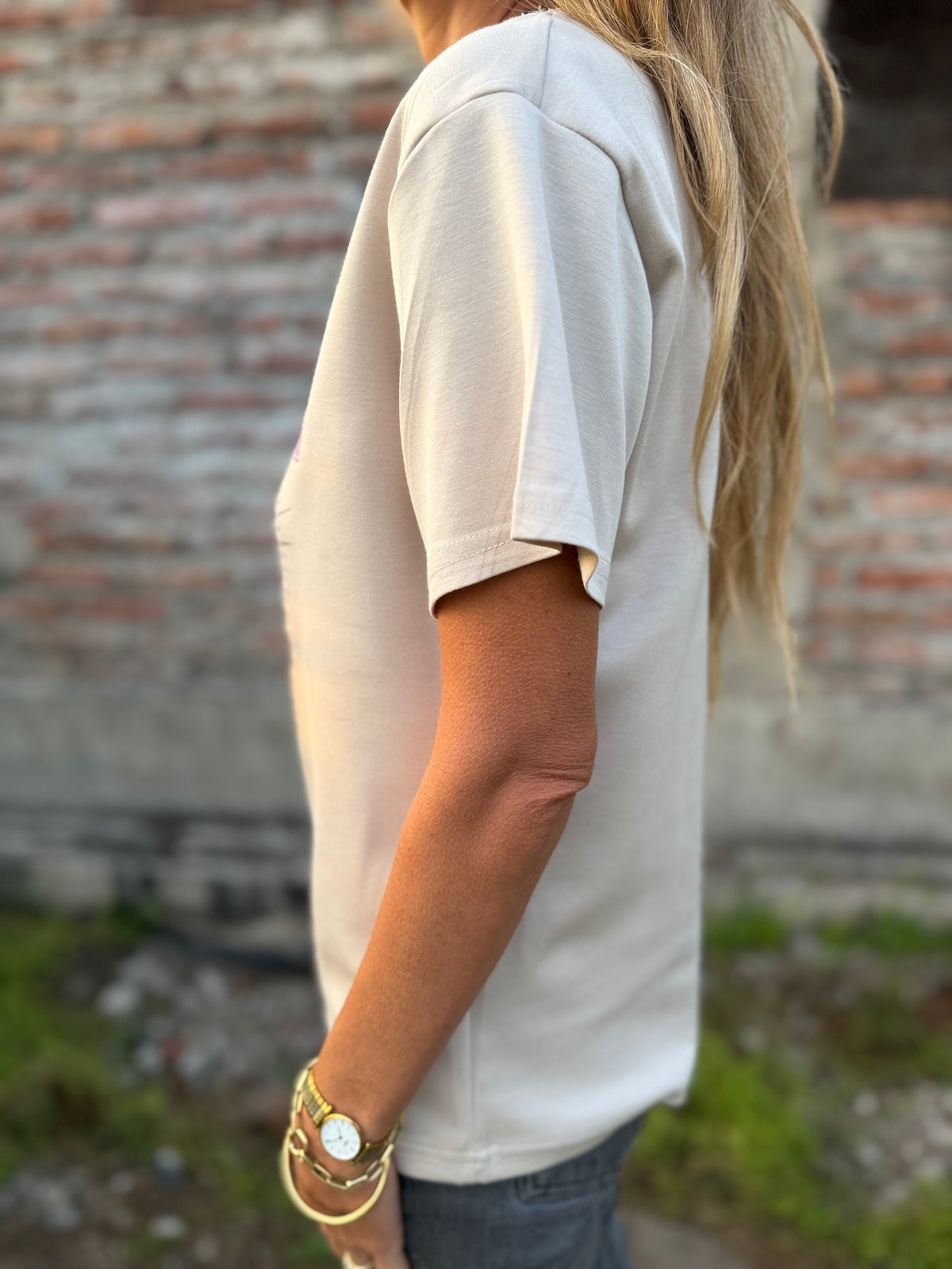 Polera wild love beige