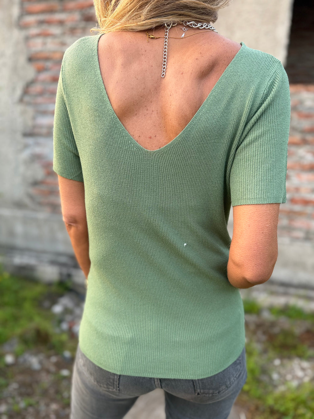Polera simple hilo verde