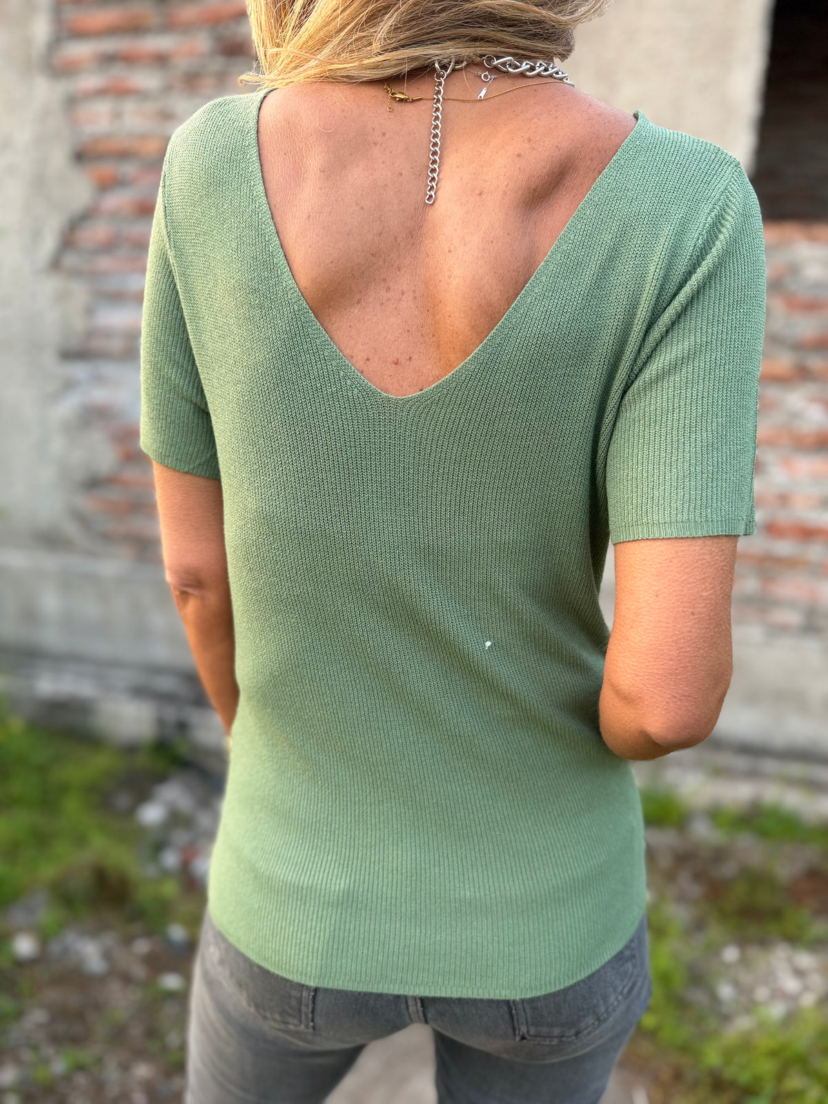 Polera simple hilo verde