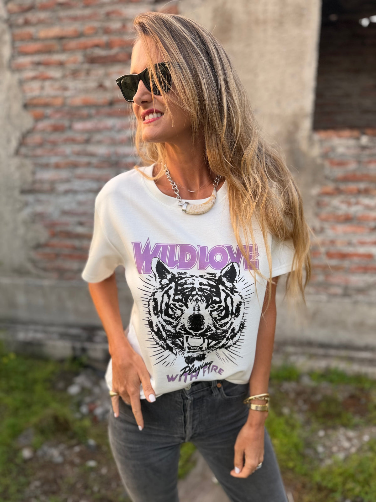 Polera wild love blanco