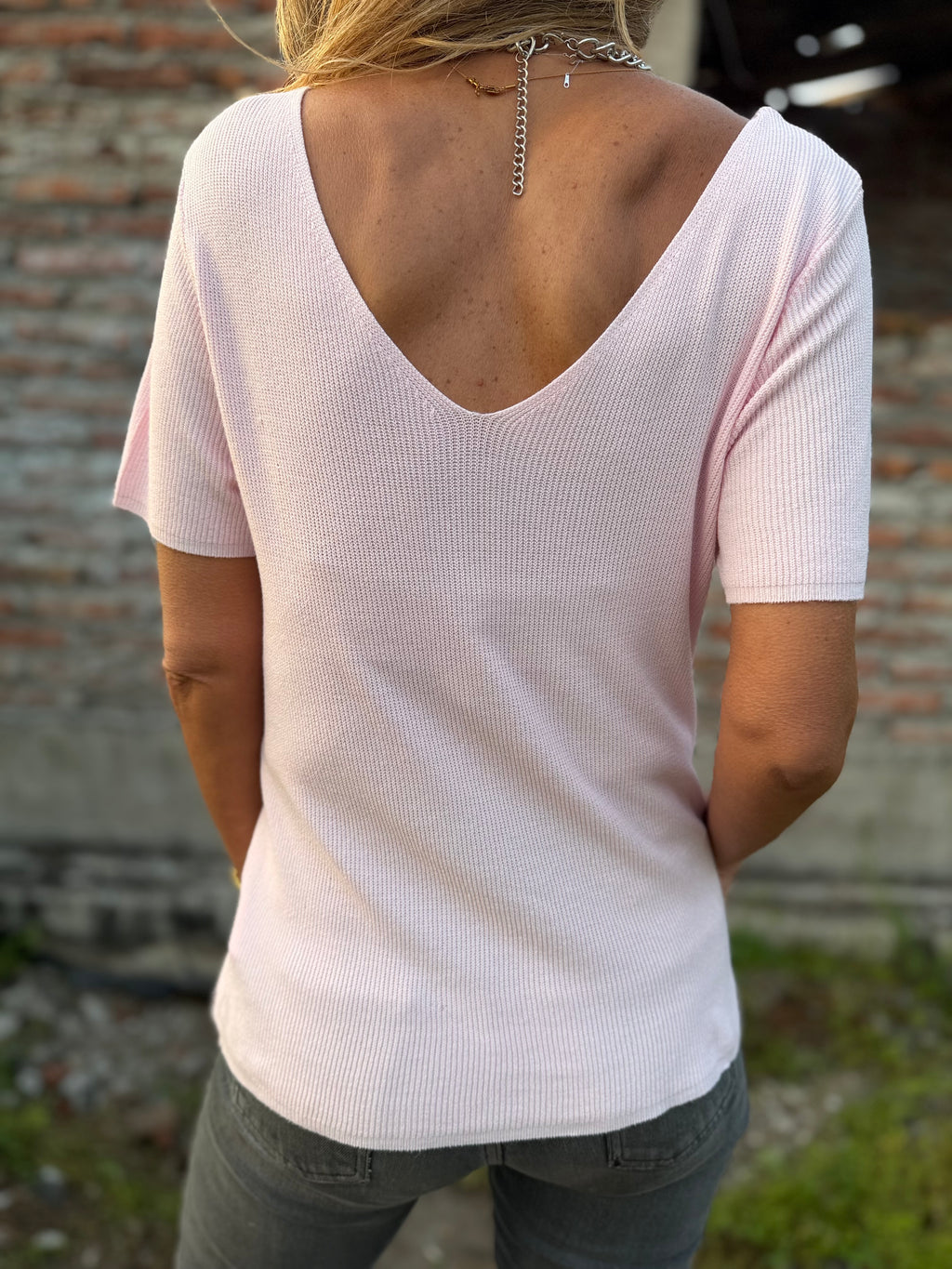 Polera simple hilo rosada