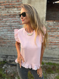 Polera vuelitos doble rosado