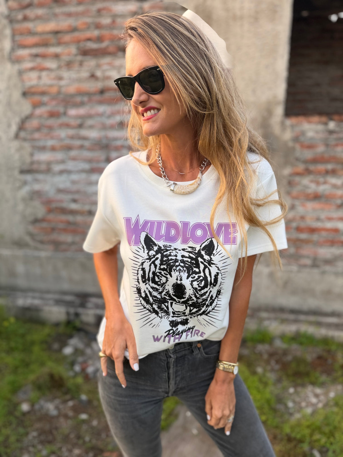 Polera wild love blanco
