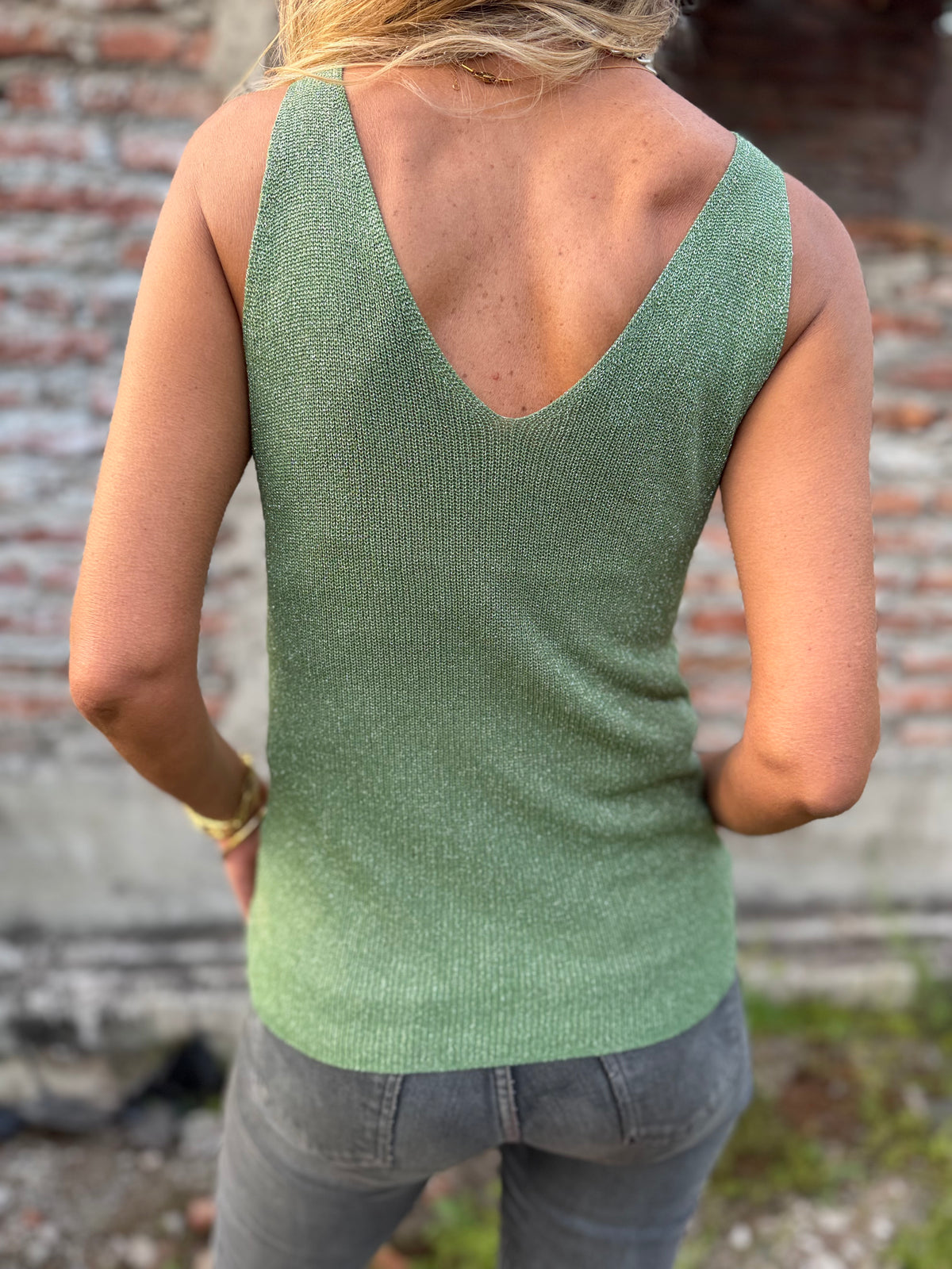 Polera hilo lúrex simple verde