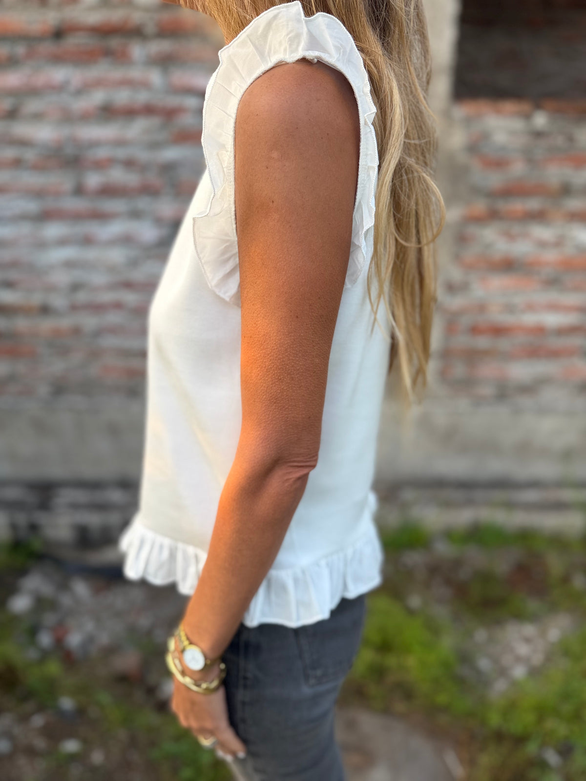 Polera vuelitos doble blanco