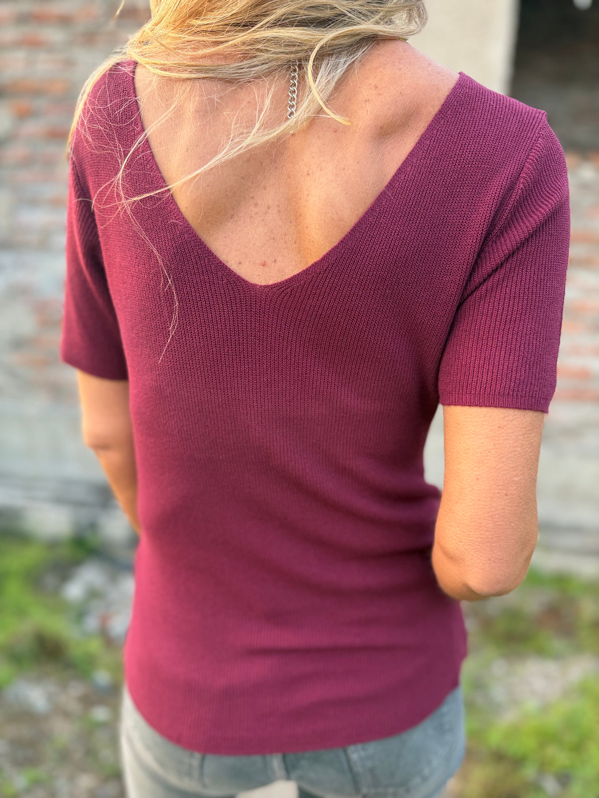 Polera simple hilo burdeo