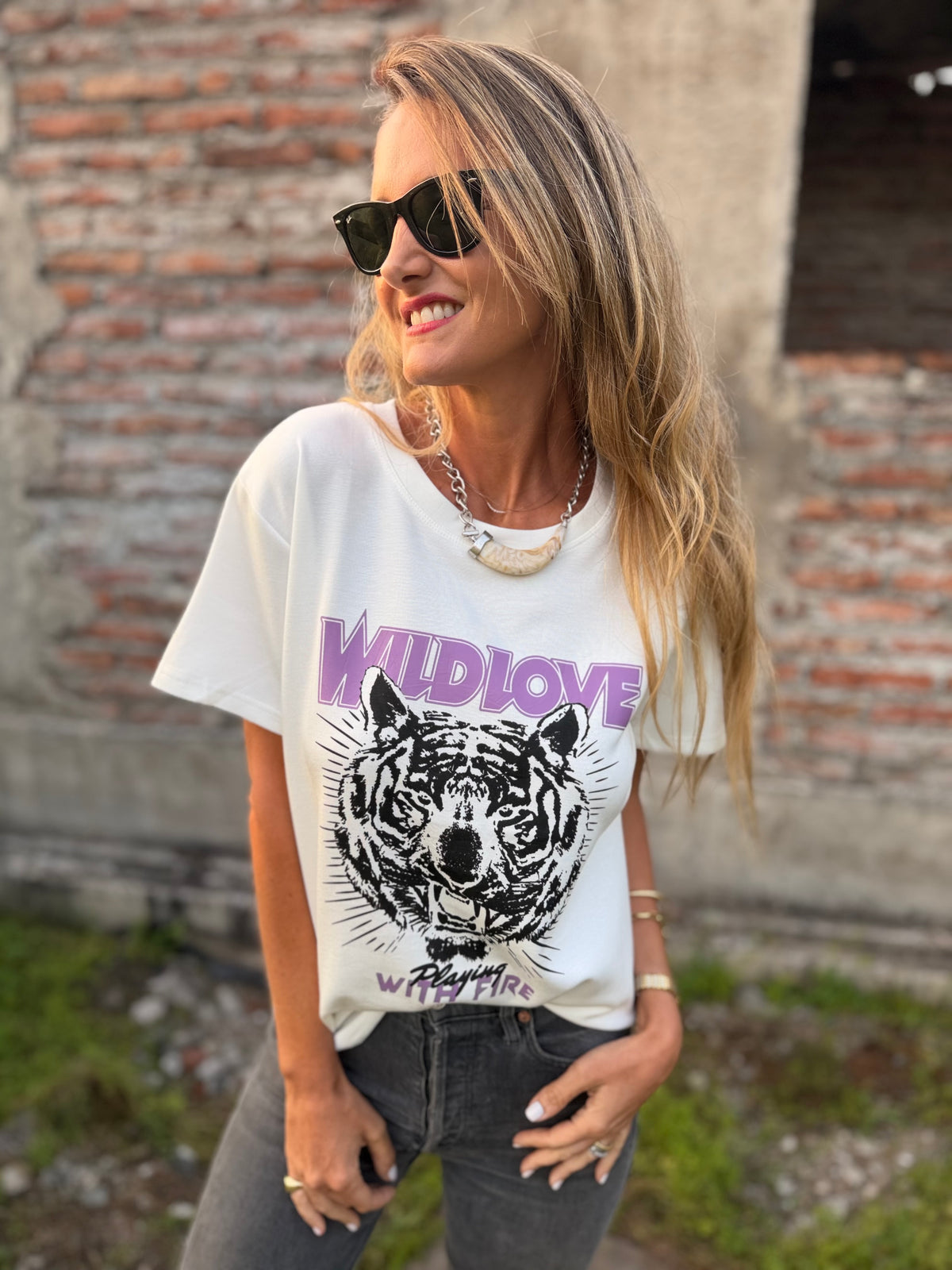 Polera wild love blanco