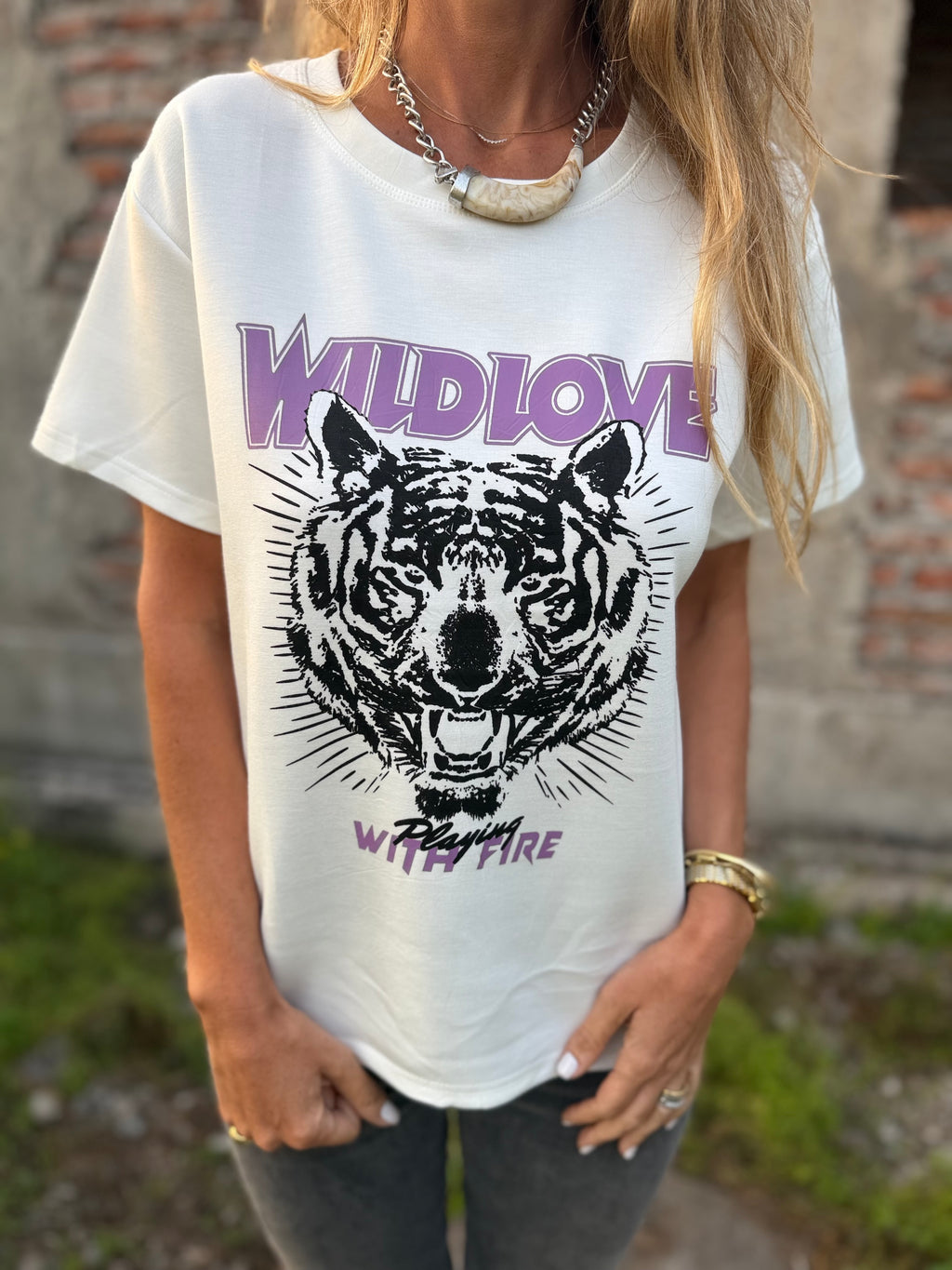 Polera wild love blanco