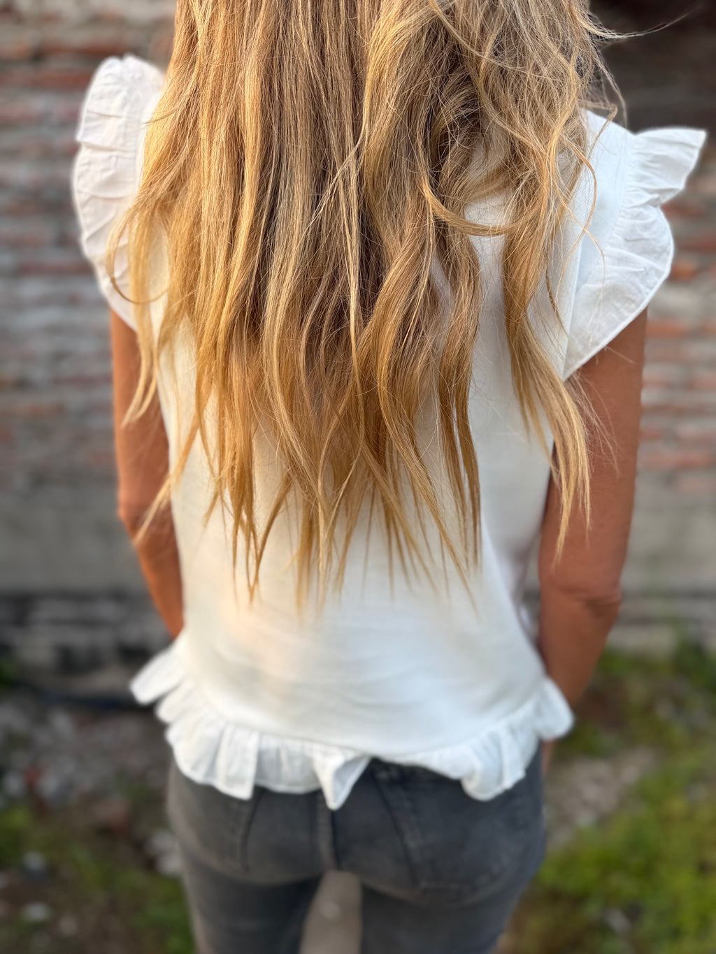 Polera vuelitos doble blanco